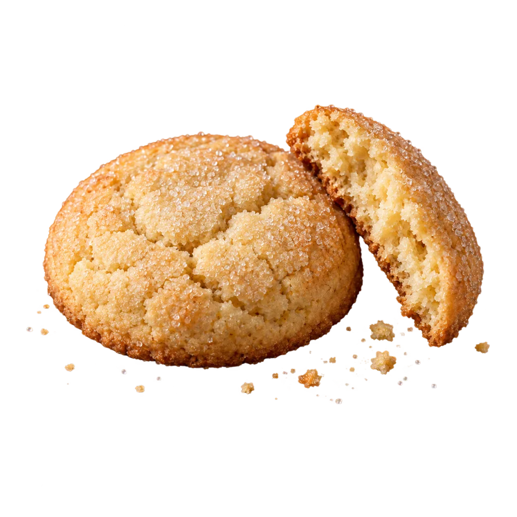 Quesito Cookie concept: a whole vanilla cream cheese cookie and a broken half showing its soft center
